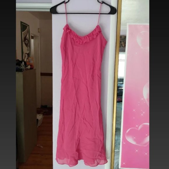 90's PINK CHIFFON RALPH LAUREN PARTY DRESS - Picture 1 of 4